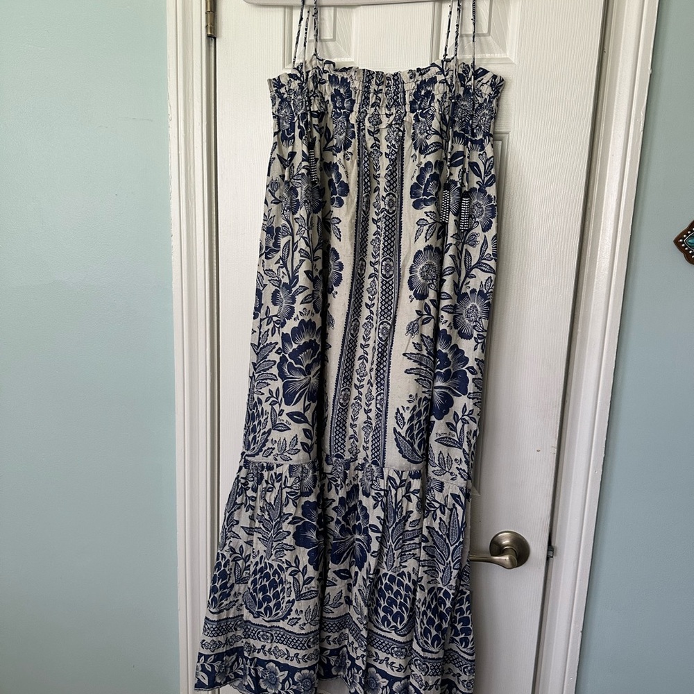 FARM Rio Blue and White Floral Maxi Dress